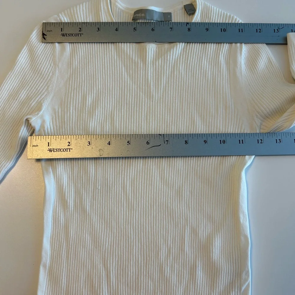 Vince Cream Ribbed Knit Top - Picture 7 of 9
